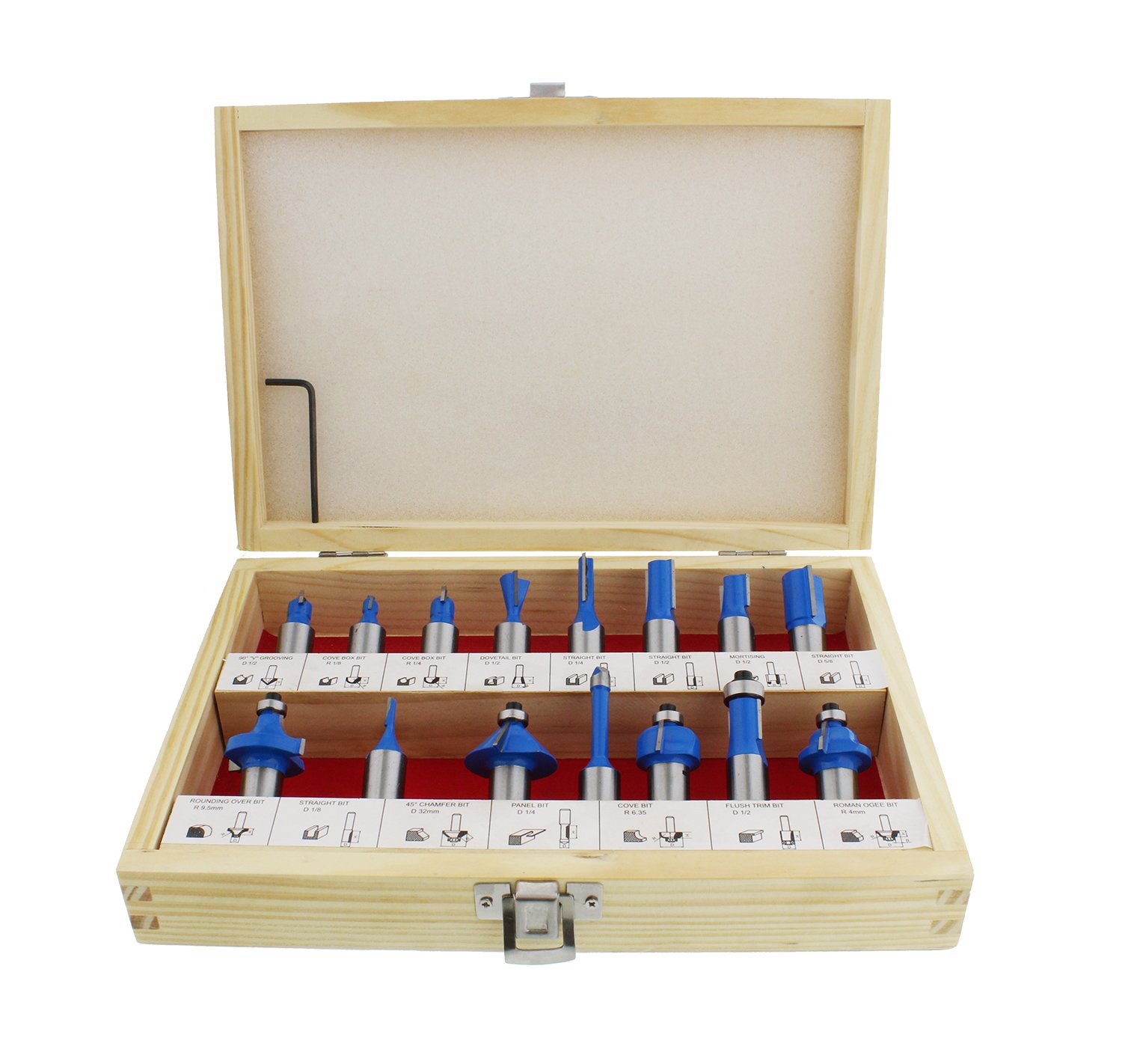 ABN 1/2in Shank Tungsten Carbide Router Bits for Woodworking - Wood Router Bit Set 15p Straight, Dovetail, Chamfer, Ogee - Image 4