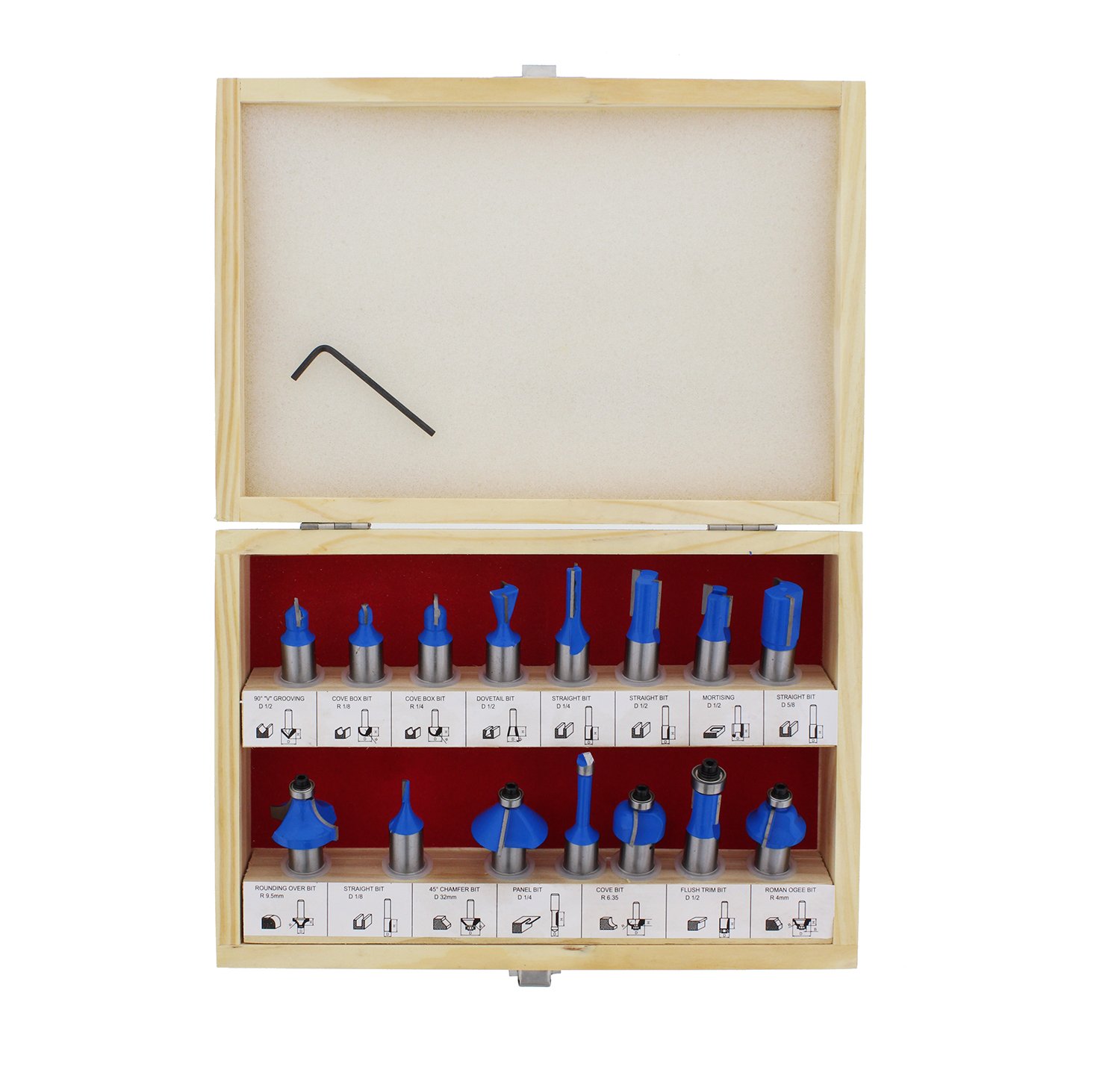 ABN 1/2in Shank Tungsten Carbide Router Bits for Woodworking - Wood Router Bit Set 15p Straight, Dovetail, Chamfer, Ogee - Image 5