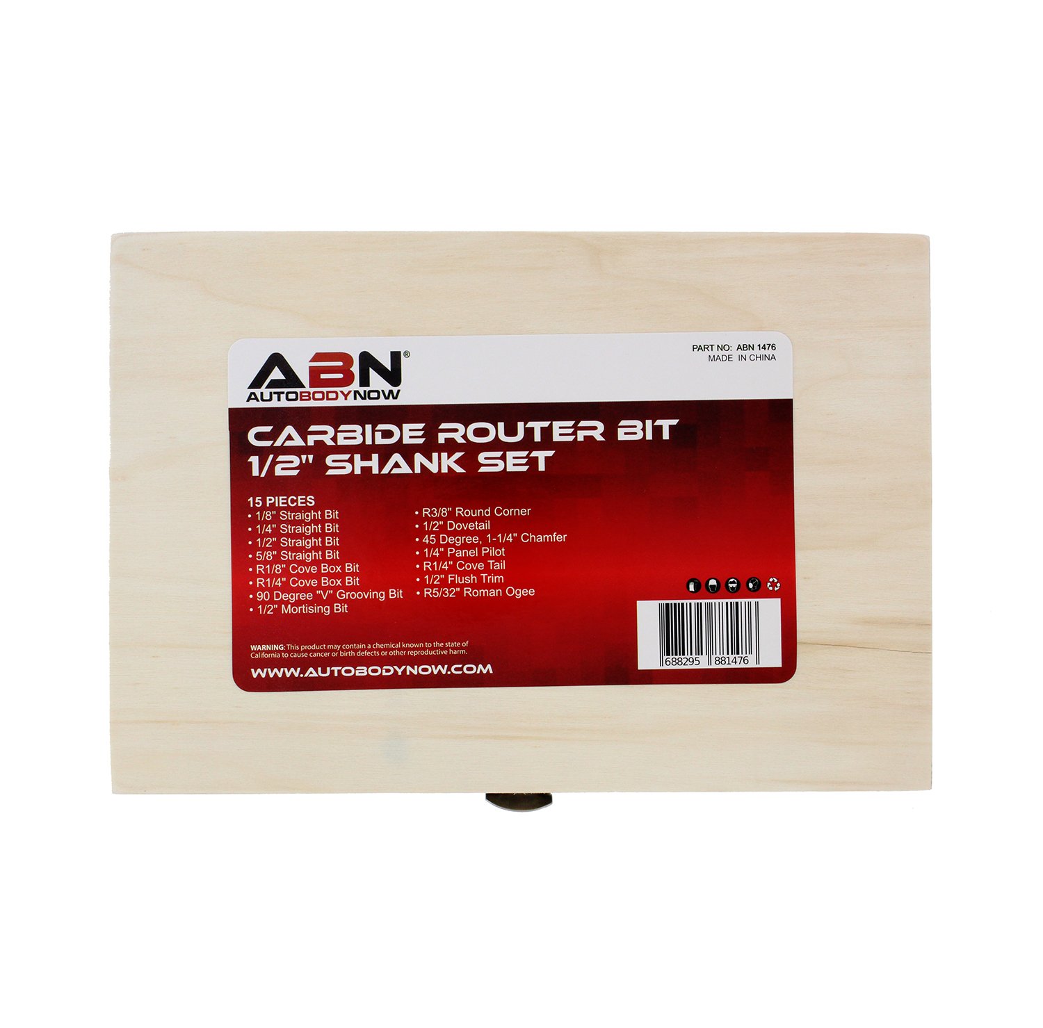 ABN 1/2in Shank Tungsten Carbide Router Bits for Woodworking - Wood Router Bit Set 15p Straight, Dovetail, Chamfer, Ogee - Image 6