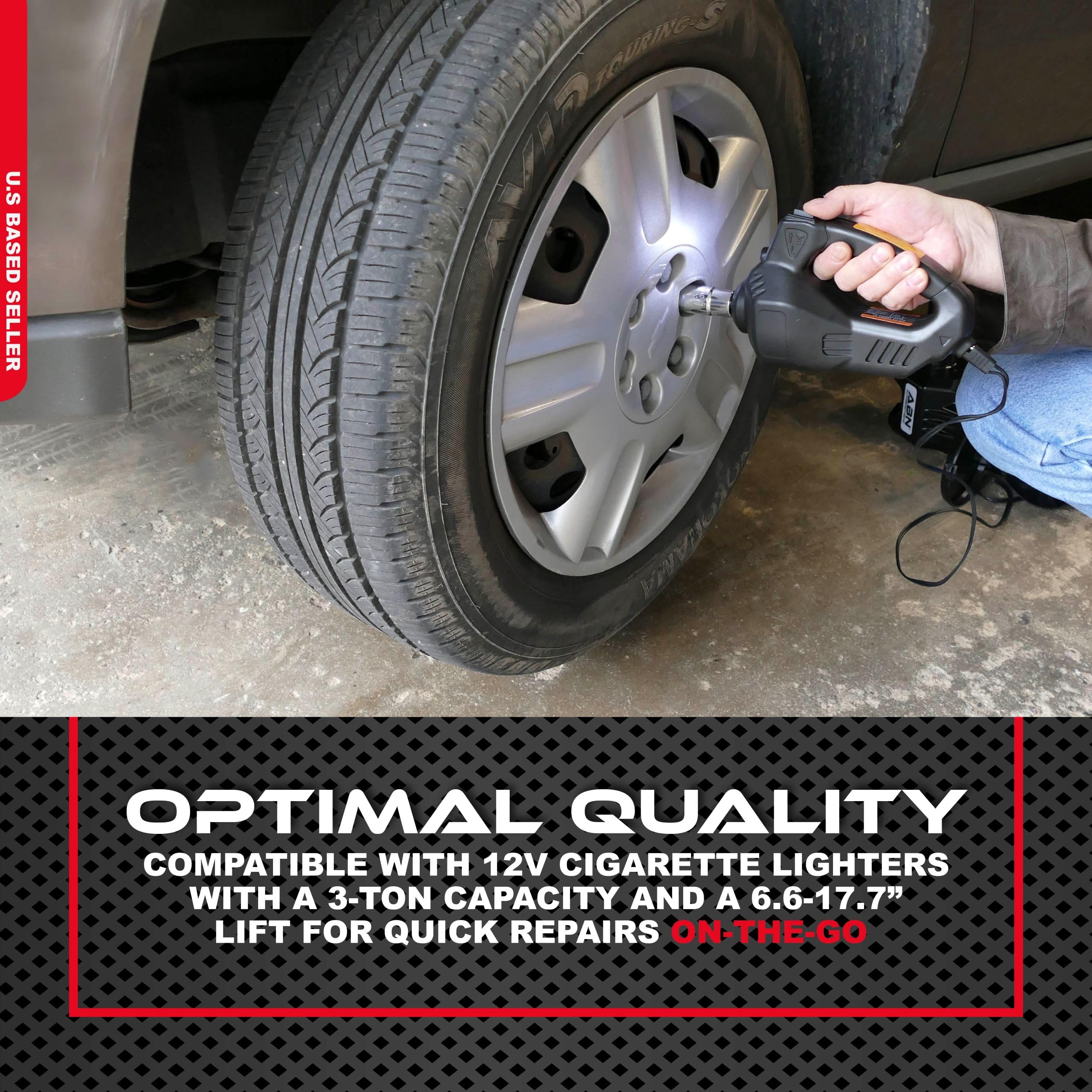 ABN 3-in-1 Electric 3-Ton Car Hydraulic Floor Jack, Tire Inflator Air Pressure Gauge, Impact Wrench Automotive Service - Image 5