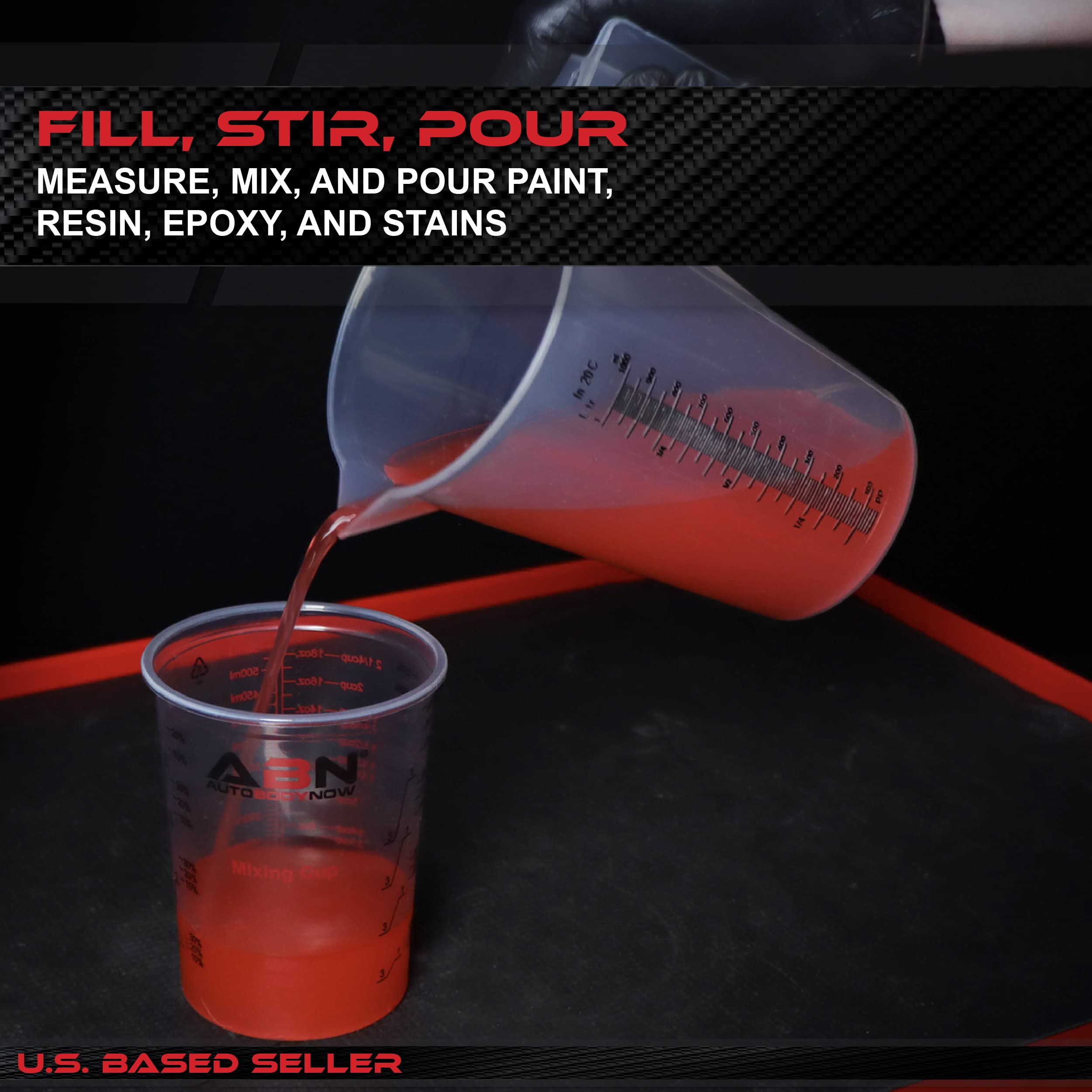 ABN 5 Piece Set of Graduated Paint Mixing Pitchers Quart and Gallon Sized Mixing Cups - 5000 ml, 3000 ml, 2000 ml, 1000 ml, 500 ml Plastic Mixing Cups for Paint, Resin, Epoxy and Home Kitchen and - Image 3