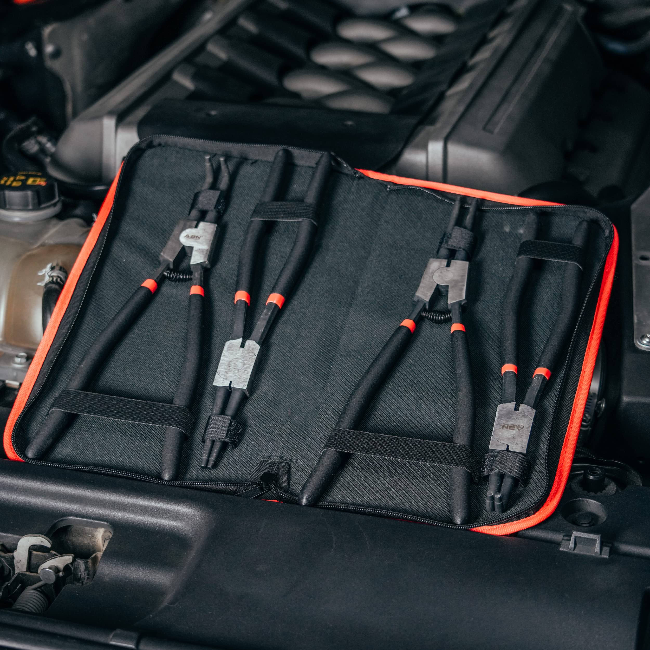 ABN Extra Long Snap Ring Pliers Set - 4pc Lock Ring Pliers with 4mm Tips for Internal and External O and Circlip Removal - Image 4