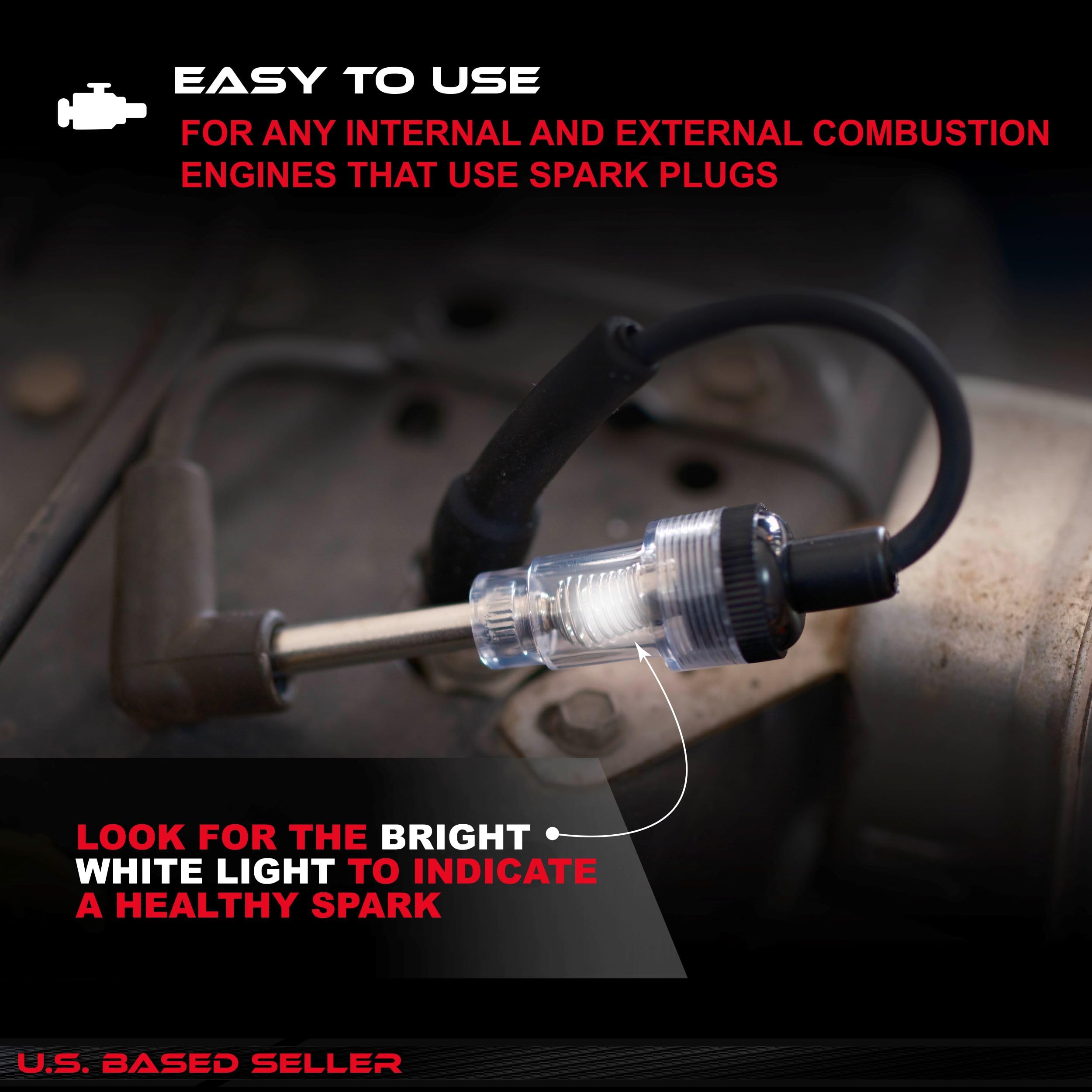 ABN Inline Spark Plug Tester and Coil Tester Tool 2-Pack - Straight Boot Inline Ignition Spark Tester for Car, Motorcycle, Lawnmower, and Small Engine - Image 4