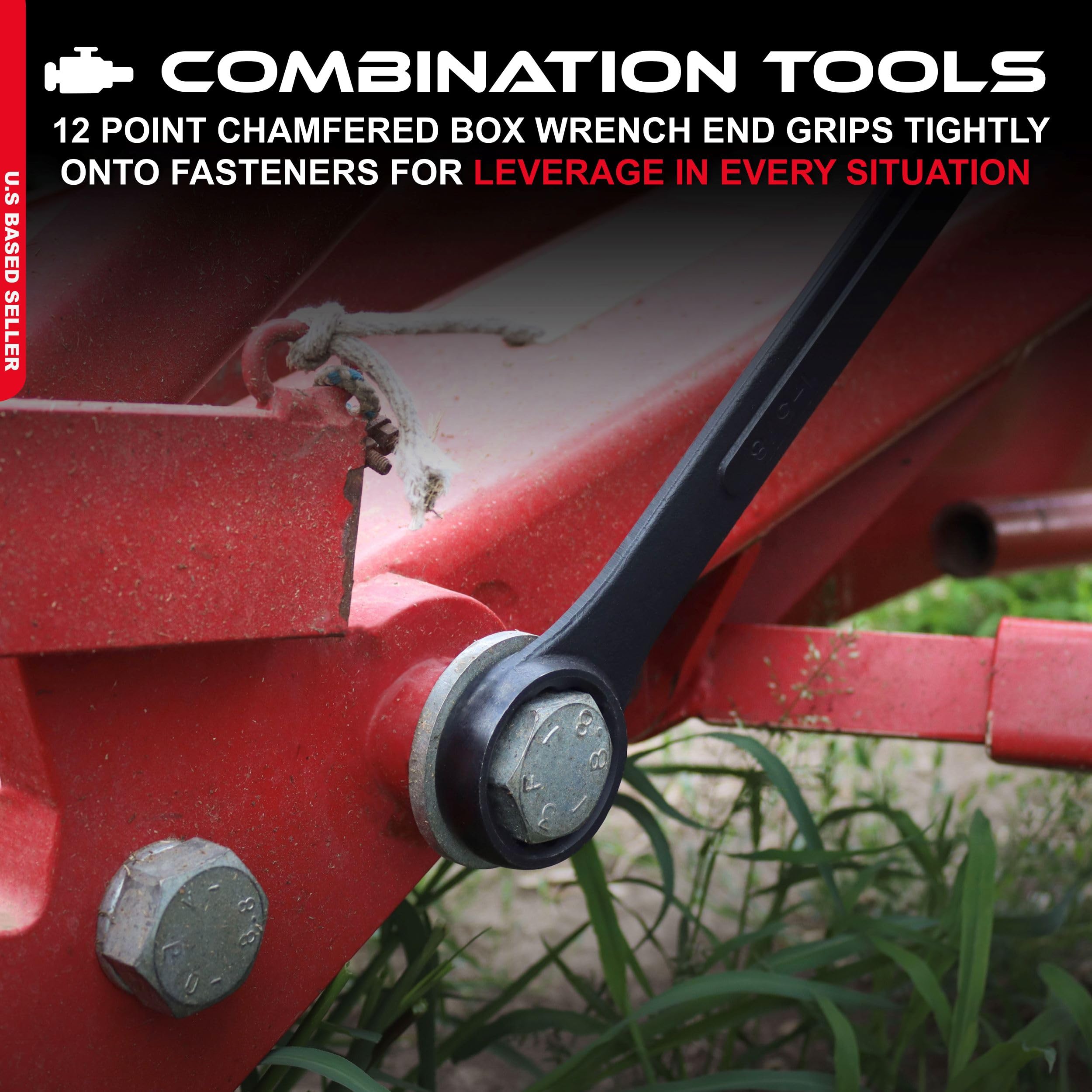 ABN Large Combination Wrench Set SAE 1-5/16 to 2in - Standard 10 Piece Jumbo Open End Wrench Set - Image 3