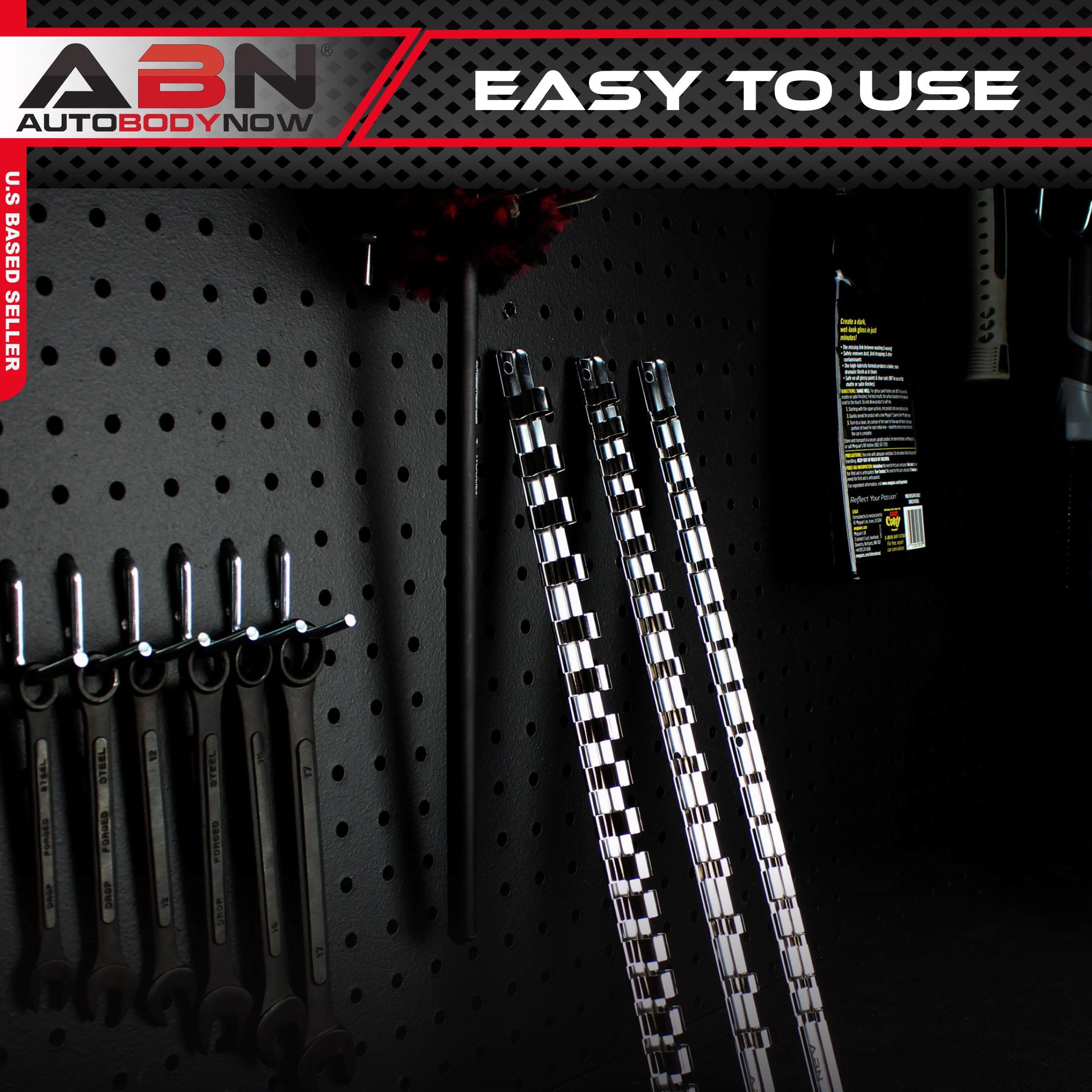 ABN Metal Socket Organizer Tray - 3pc Set 1/4in, 3/8in, 1/2in Drive Socket Tray & Clips - Image 4