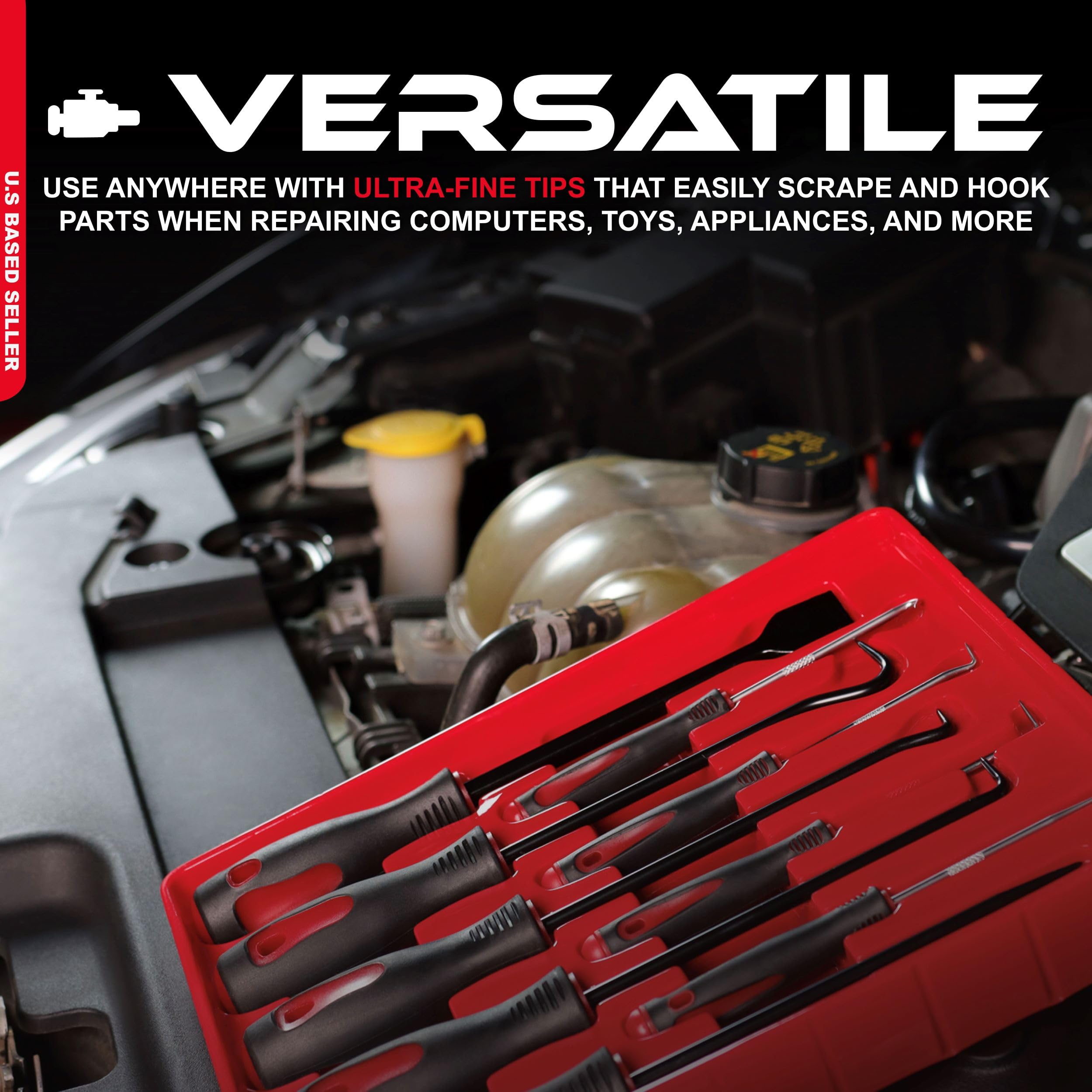 ABN Precision Scraper, Hook, and Pick 9-Piece Set – Small 6.5in and Large 10in Automotive and Electronic Tools - Image 3