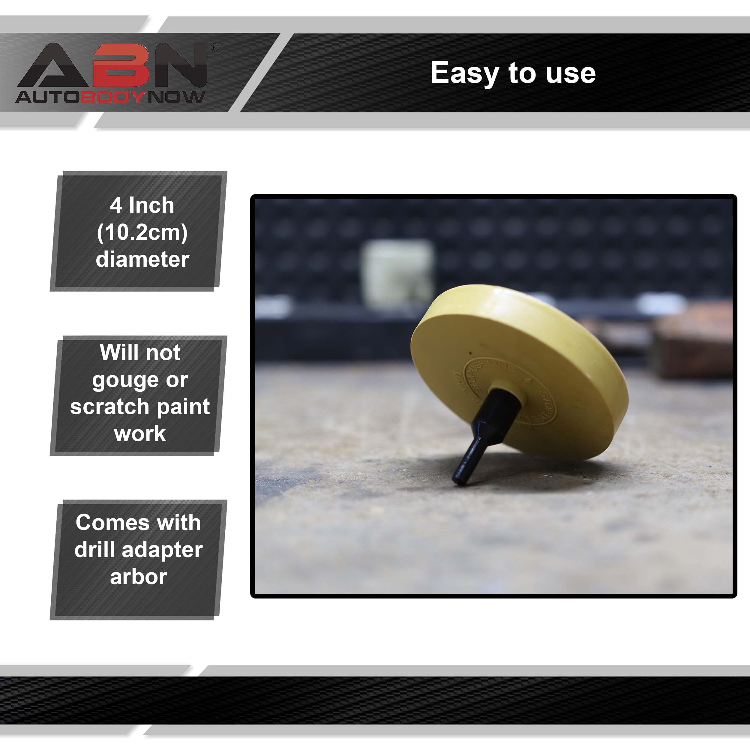 ABN Rubber Eraser Wheel 4in Pad & Adapter 1-Pack – Pinstripe, Adhesive Remover, Vinyl Decal, Graphics Removal Tool - Image 4